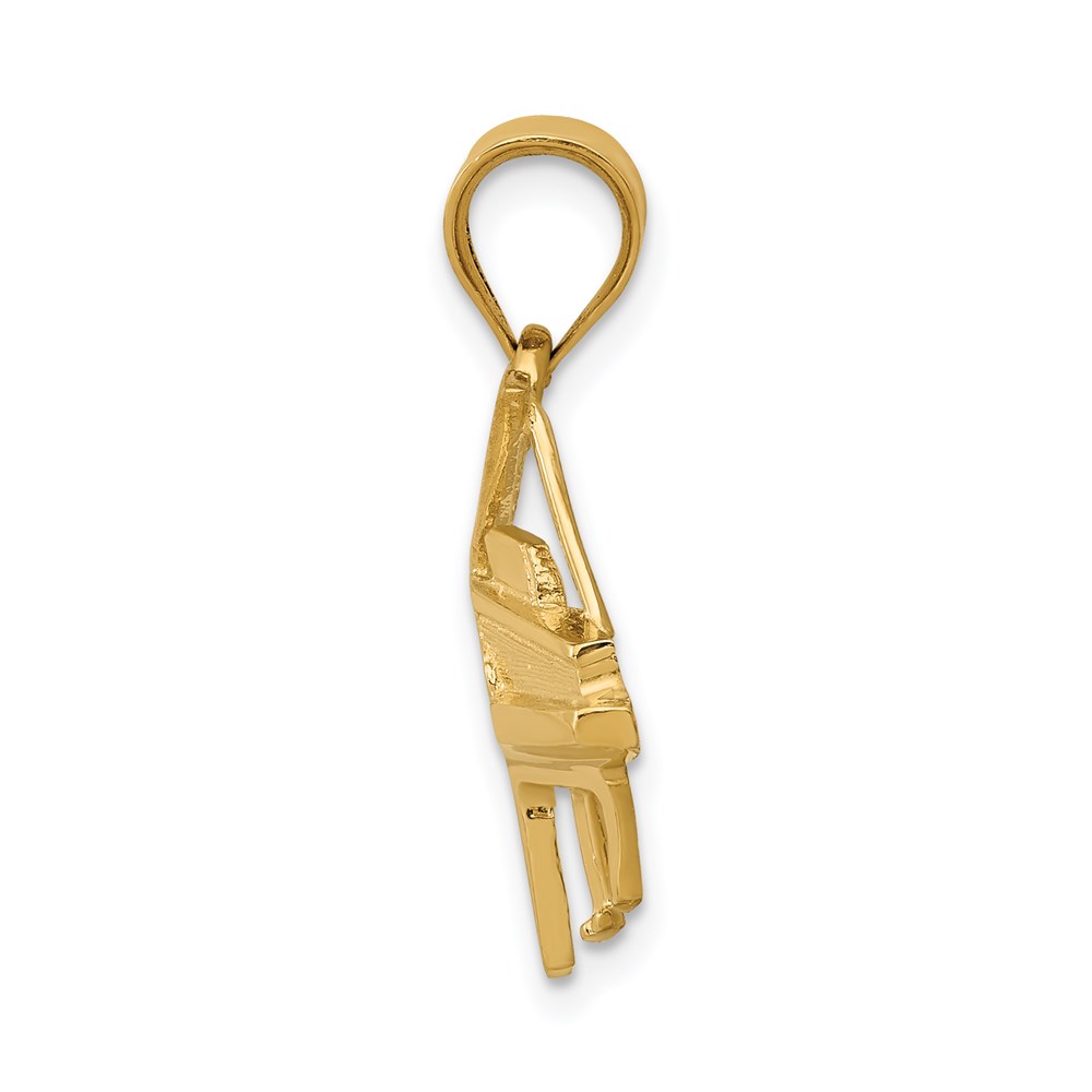 10k Yellow Gold Grand Piano Pendant - Solid Gold Music Charm