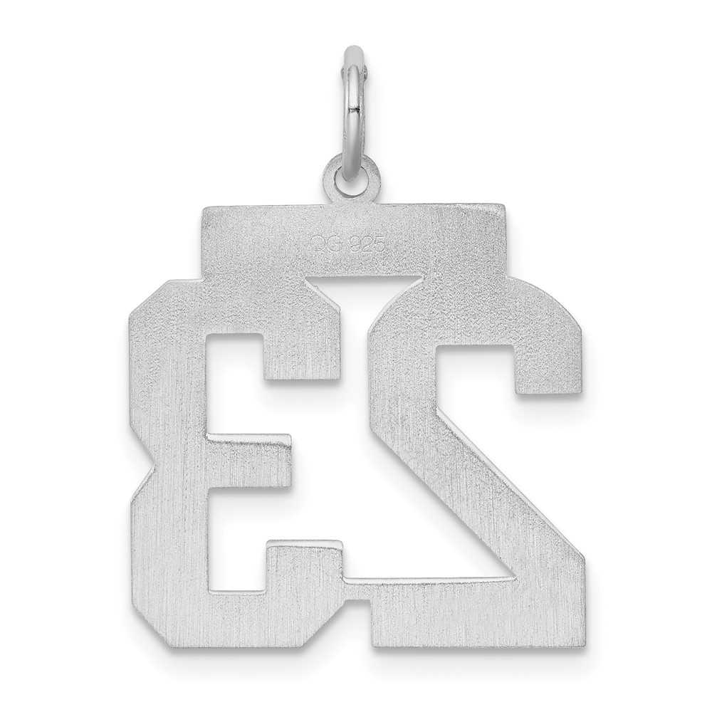 Sterling Silver, Athletic Collection Medium Polished Number 23 Pendant detailed image 3