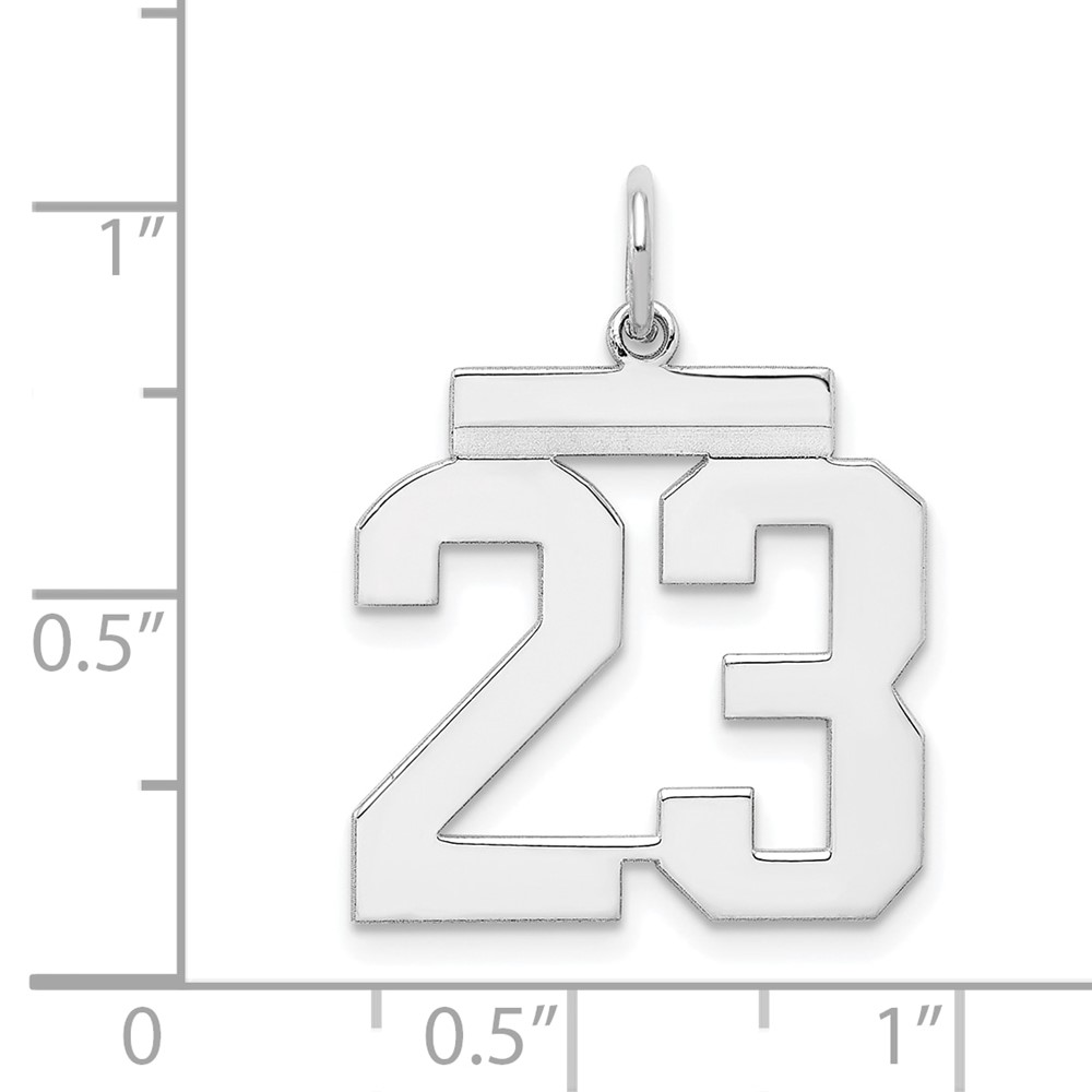 Sterling Silver, Athletic Collection Medium Polished Number 23 Pendant detailed image 4